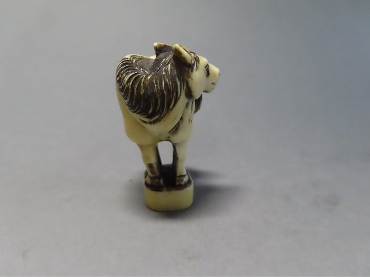 Netsuke en ivoire. Petit cheval. Japon époque Meiji (1868-1912 )-photo-1