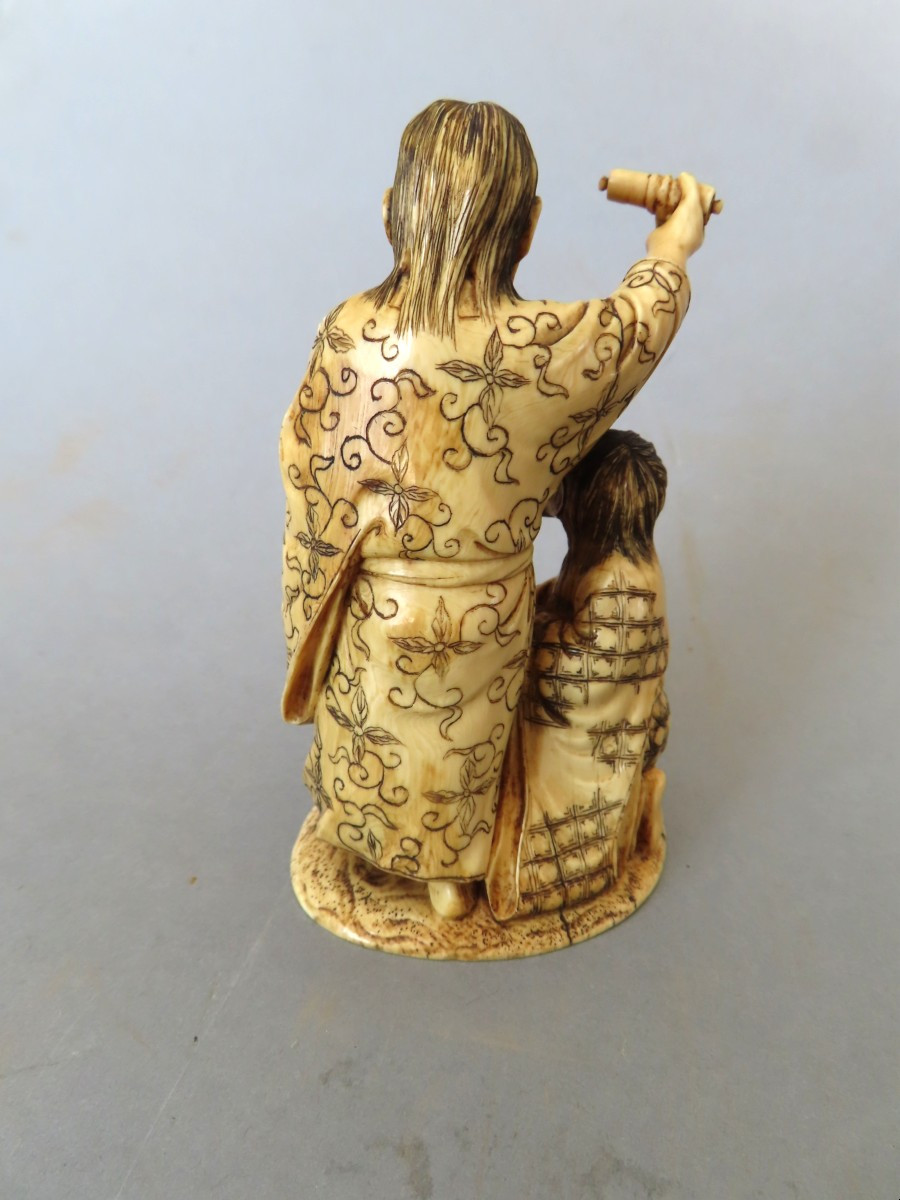 Okimono aux Lettrés. Japon époque Meiji (1868-1912 )-photo-4