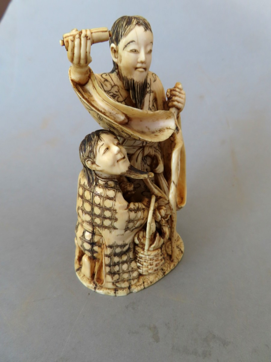 Okimono aux Lettrés. Japon époque Meiji (1868-1912 )-photo-2