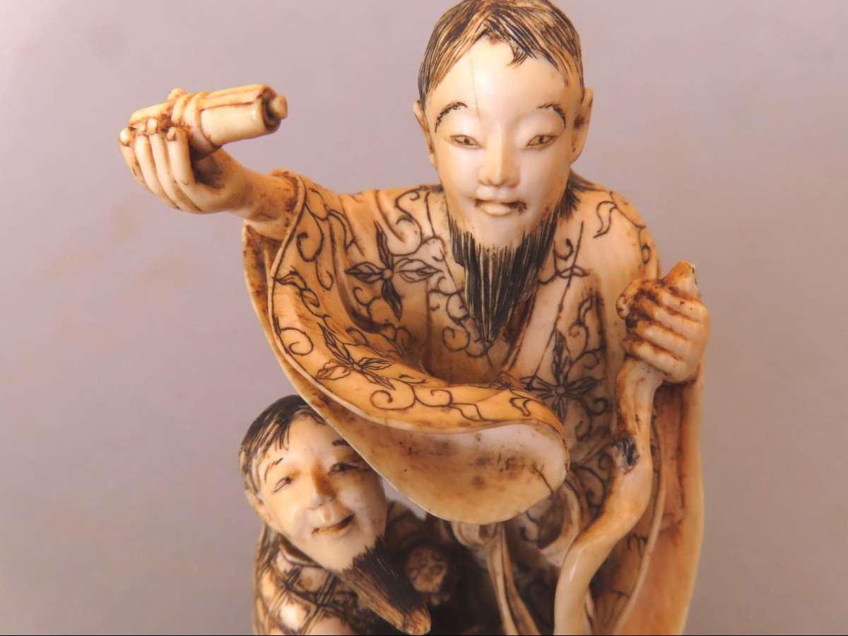 Okimono aux Lettrés. Japon époque Meiji (1868-1912 )-photo-3