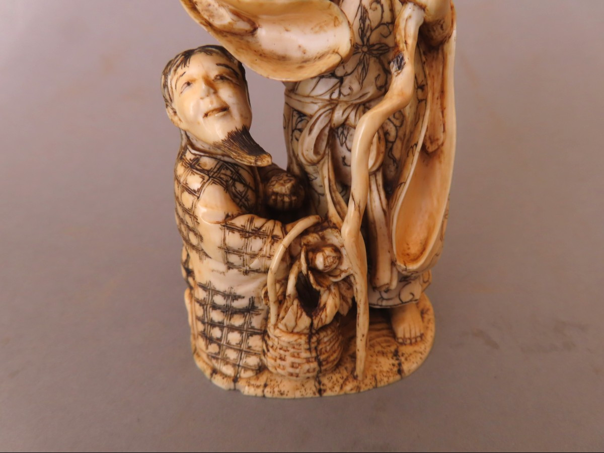 Okimono aux Lettrés. Japon époque Meiji (1868-1912 )-photo-4