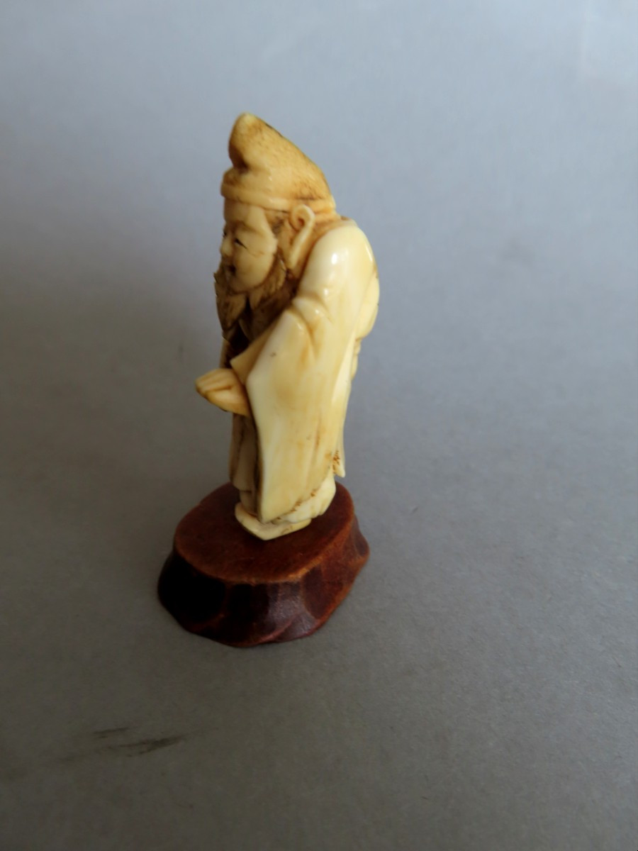 Okimono In Marine Ivory. Ebisu Palaver. Japan Meiji Period (1868-1912 )-photo-3