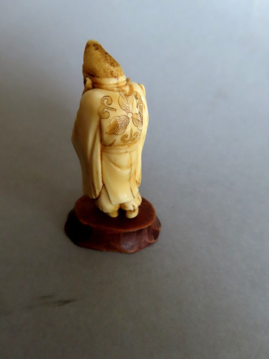 Okimono In Marine Ivory. Ebisu Palaver. Japan Meiji Period (1868-1912 )-photo-4