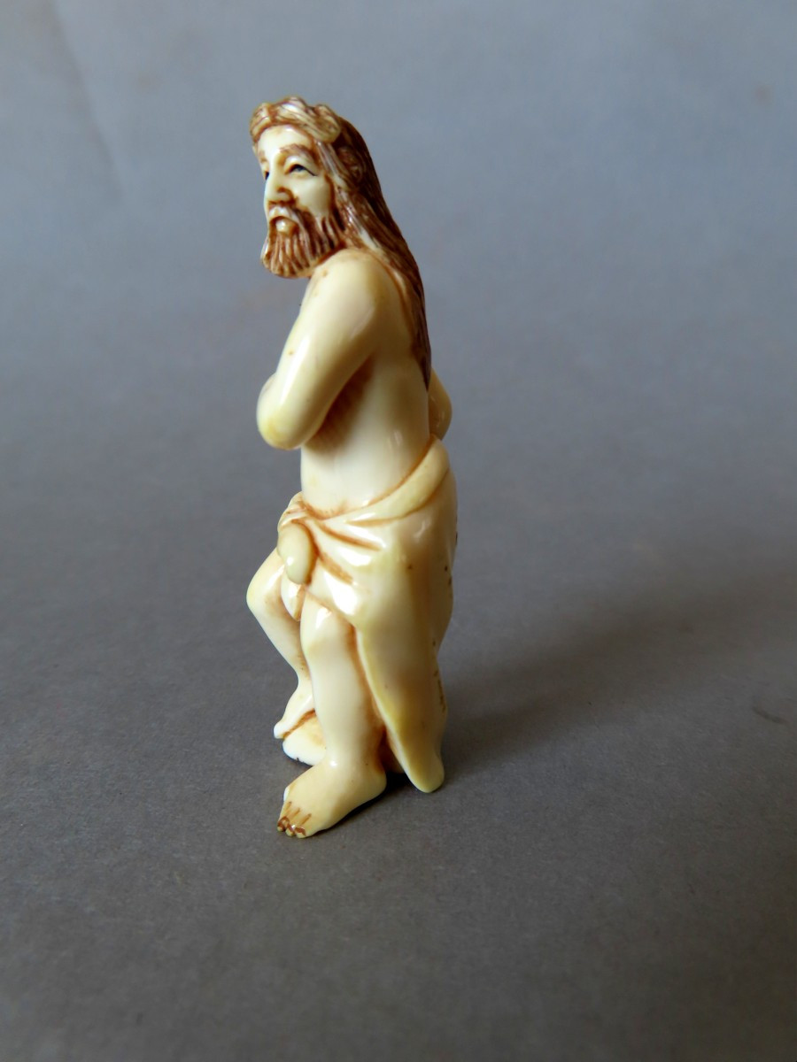 Mammoth Ivory Netsuke. Astonishing Character. Japan Taisho Period (1912-1928 )-photo-2