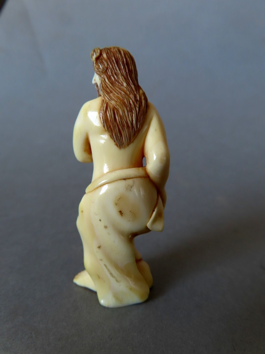 Mammoth Ivory Netsuke. Astonishing Character. Japan Taisho Period (1912-1928 )-photo-3