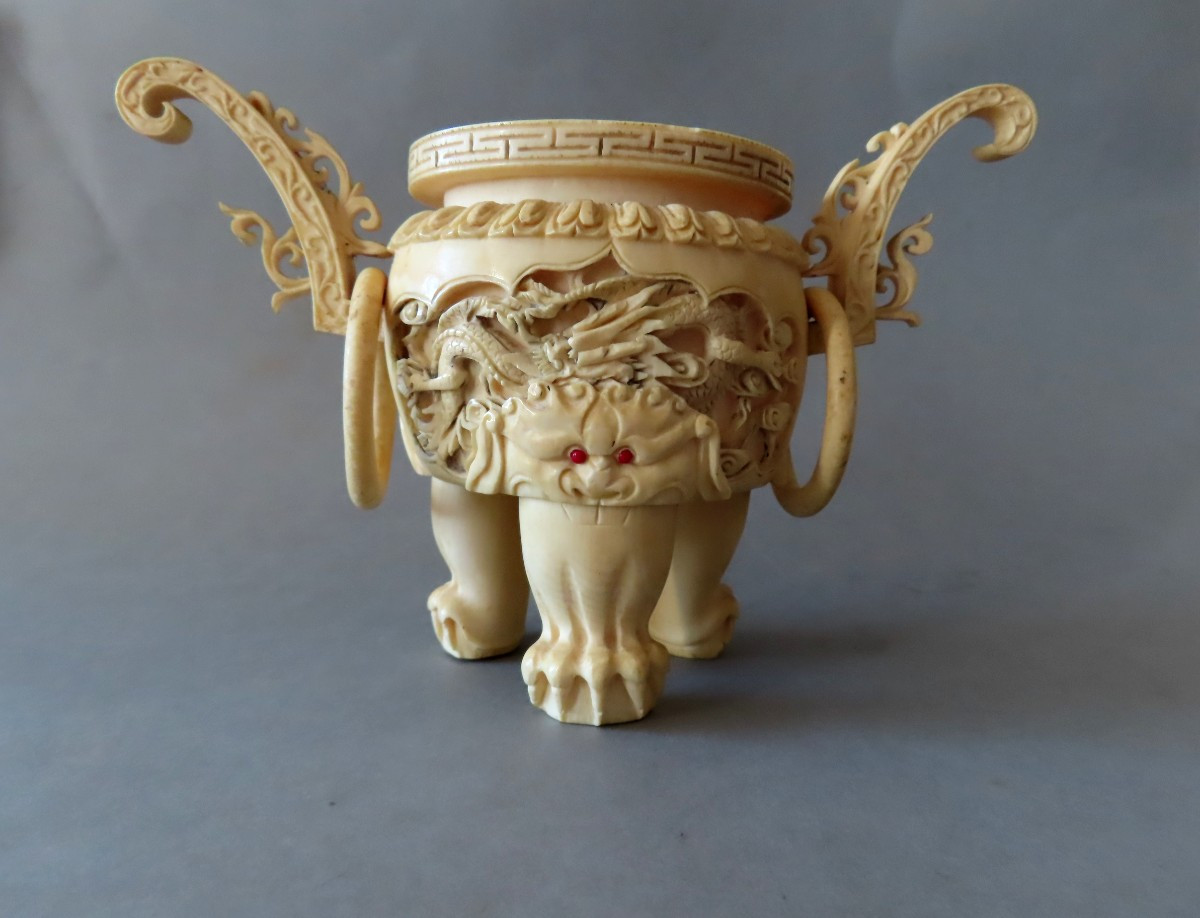 Ivory Perfume Burner. China 1920-30.-photo-3