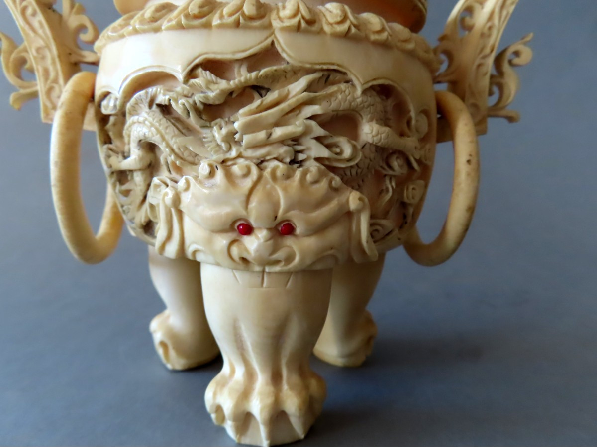 Ivory Perfume Burner. China 1920-30.-photo-4