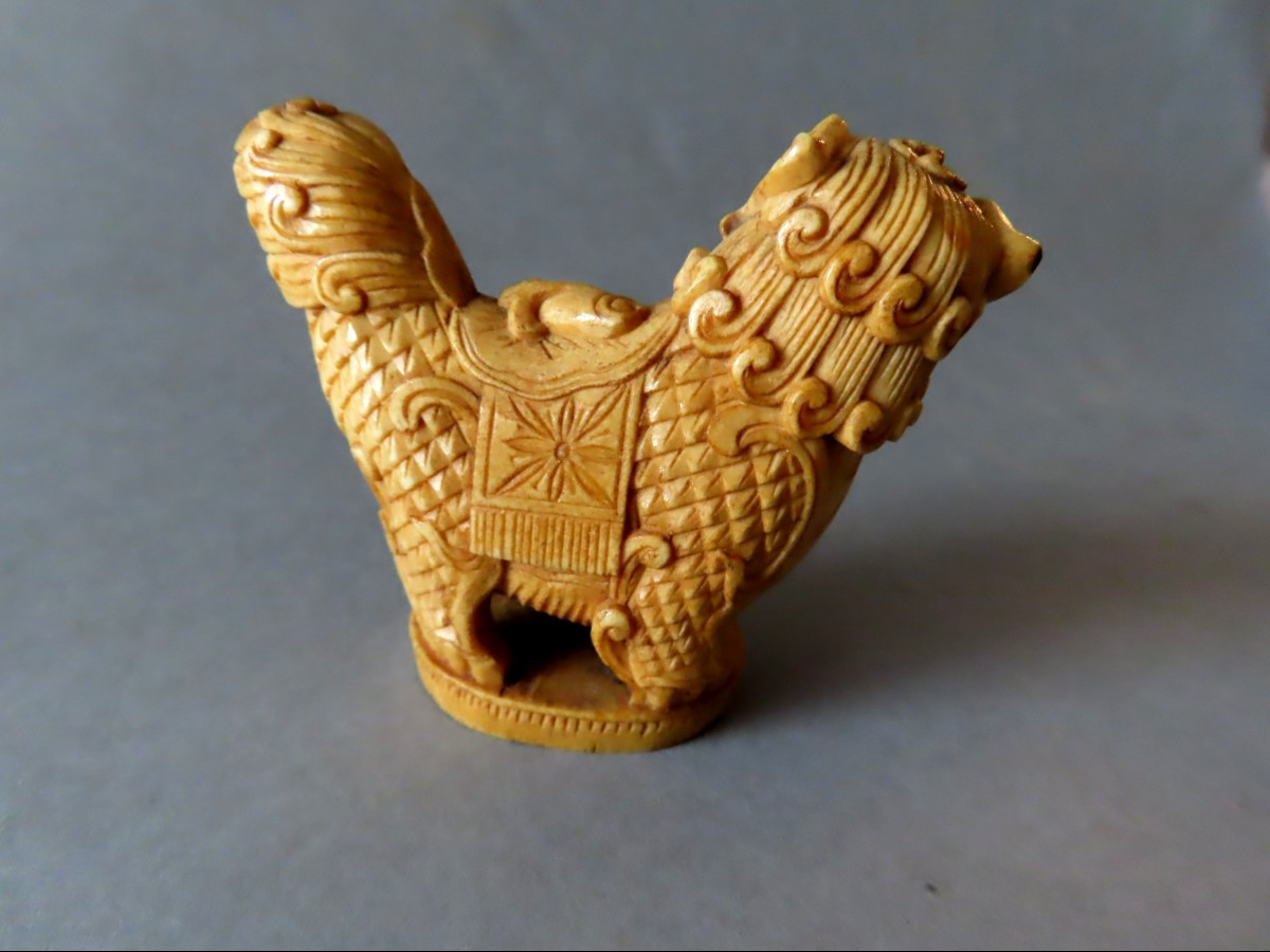 Ivory Seal With Fö Dog. China 1920-1930.-photo-3