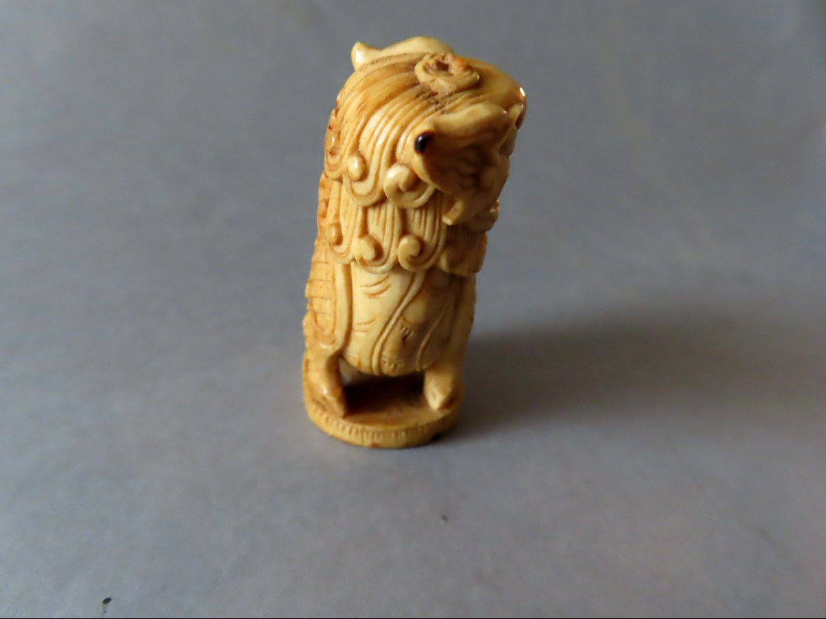 Ivory Seal With Fö Dog. China 1920-1930.-photo-4