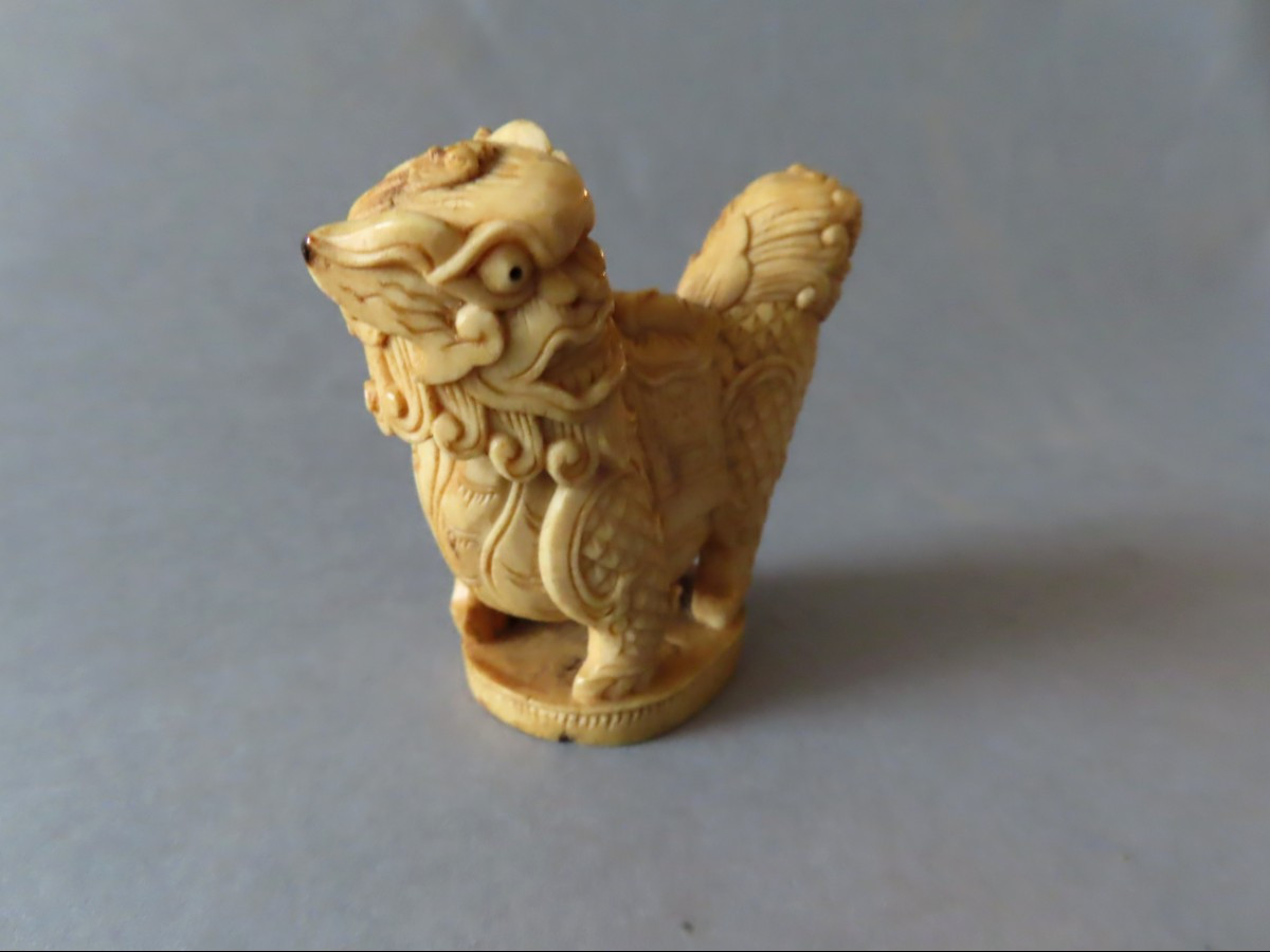 Ivory Seal With Fö Dog. China 1920-1930.-photo-1