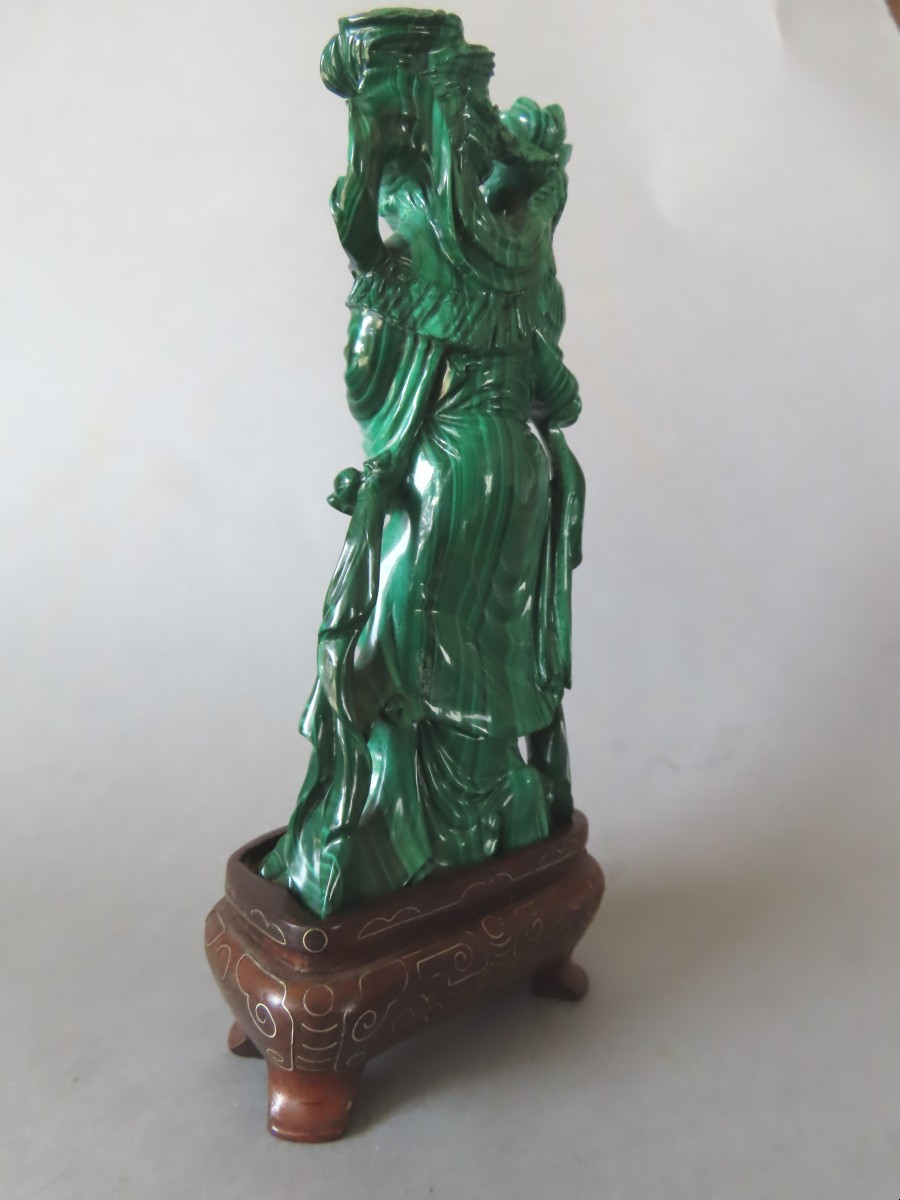 Gwan-Yin à l'éventail. Malachite. Chine 1920-30.-photo-3