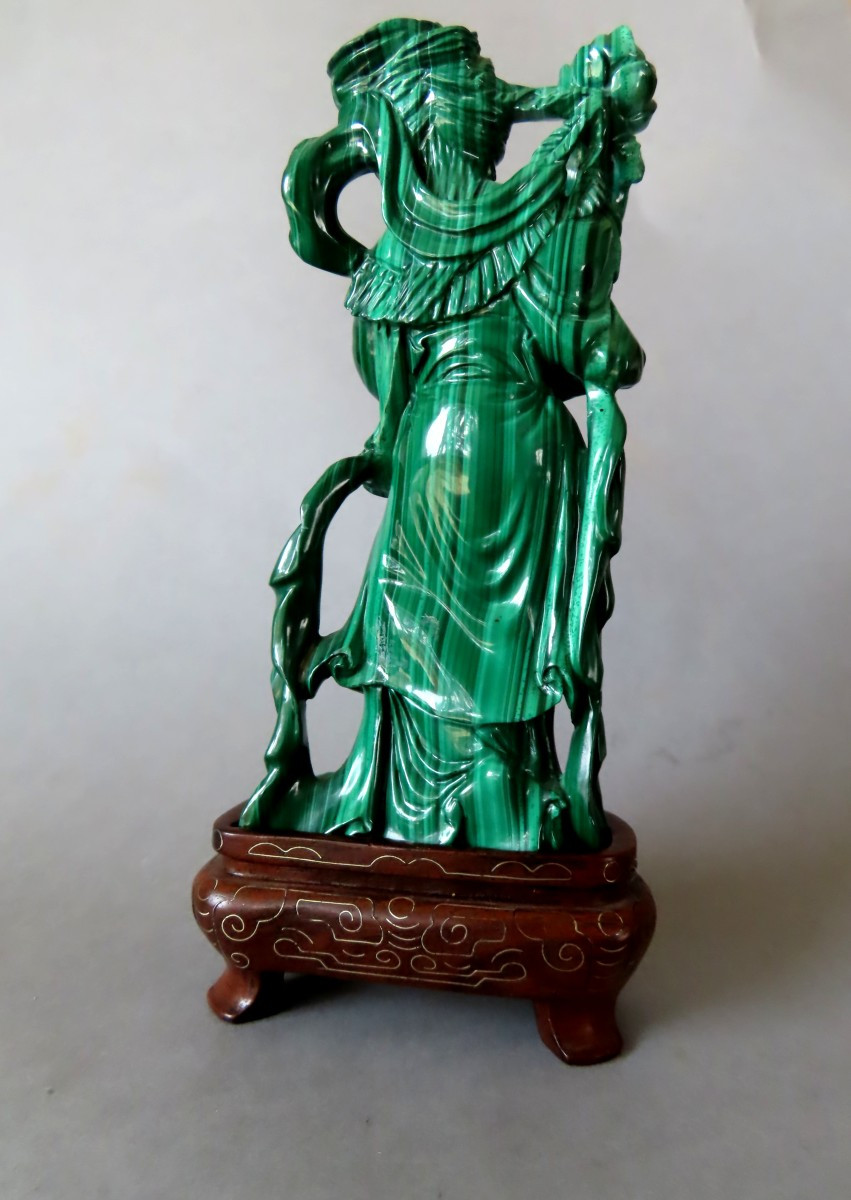 Gwan-Yin à l'éventail. Malachite. Chine 1920-30.-photo-4