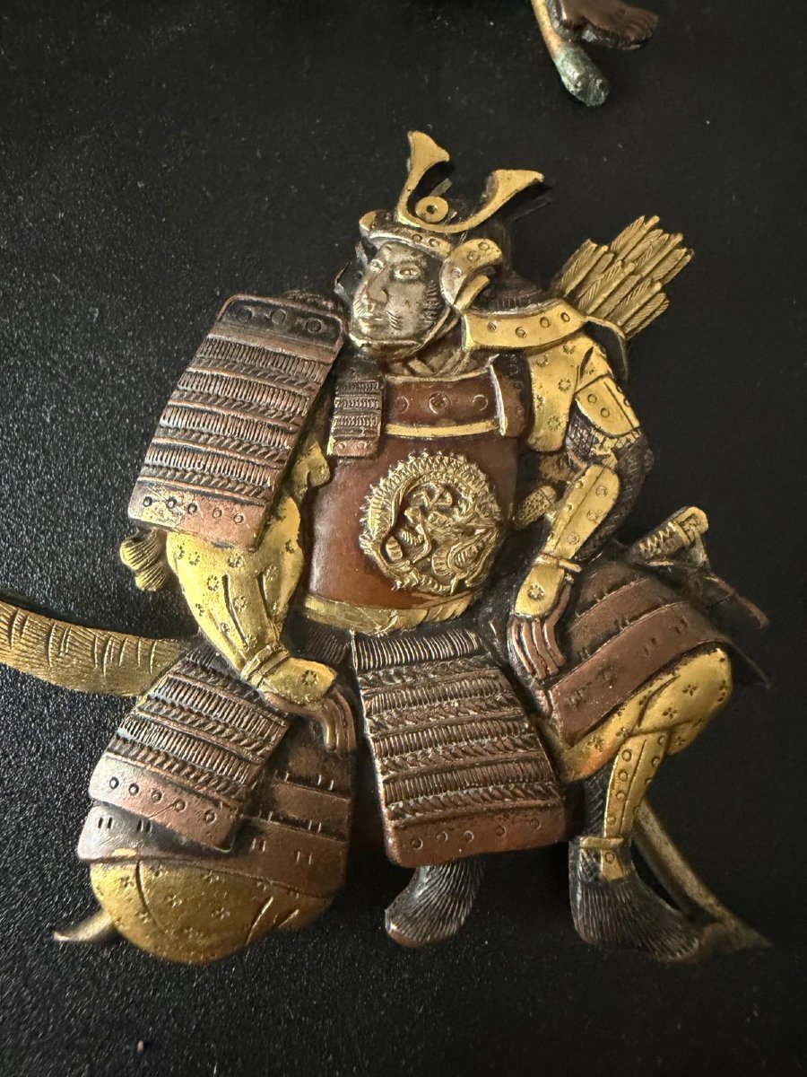 Four Samurai-themed Menu Holders. Meiji Period, Japan (1868–1912)-photo-2