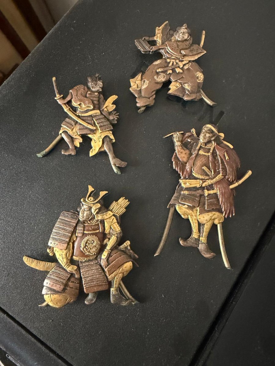 Four Samurai-themed Menu Holders. Meiji Period, Japan (1868–1912)