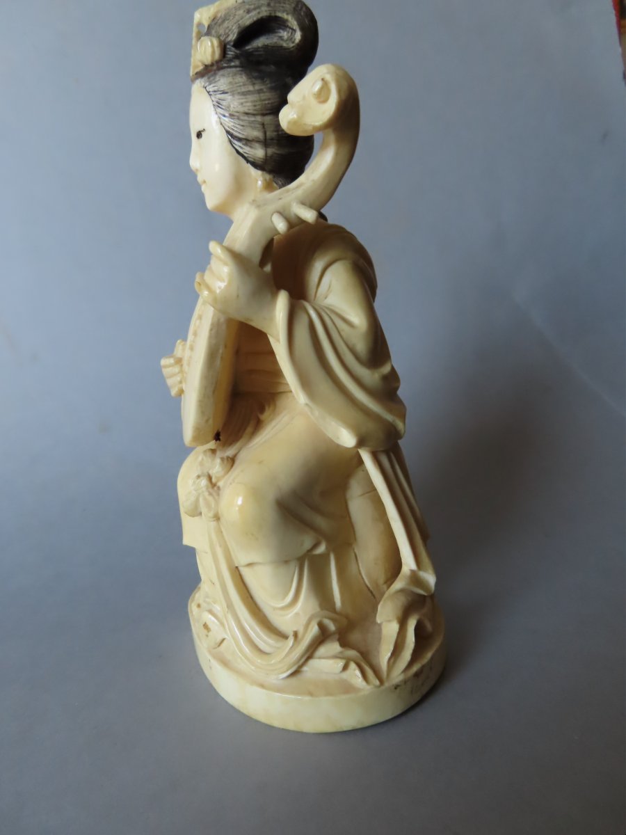 Ivory Okimono. Biwa Player. China, 1920s–1930s.-photo-2