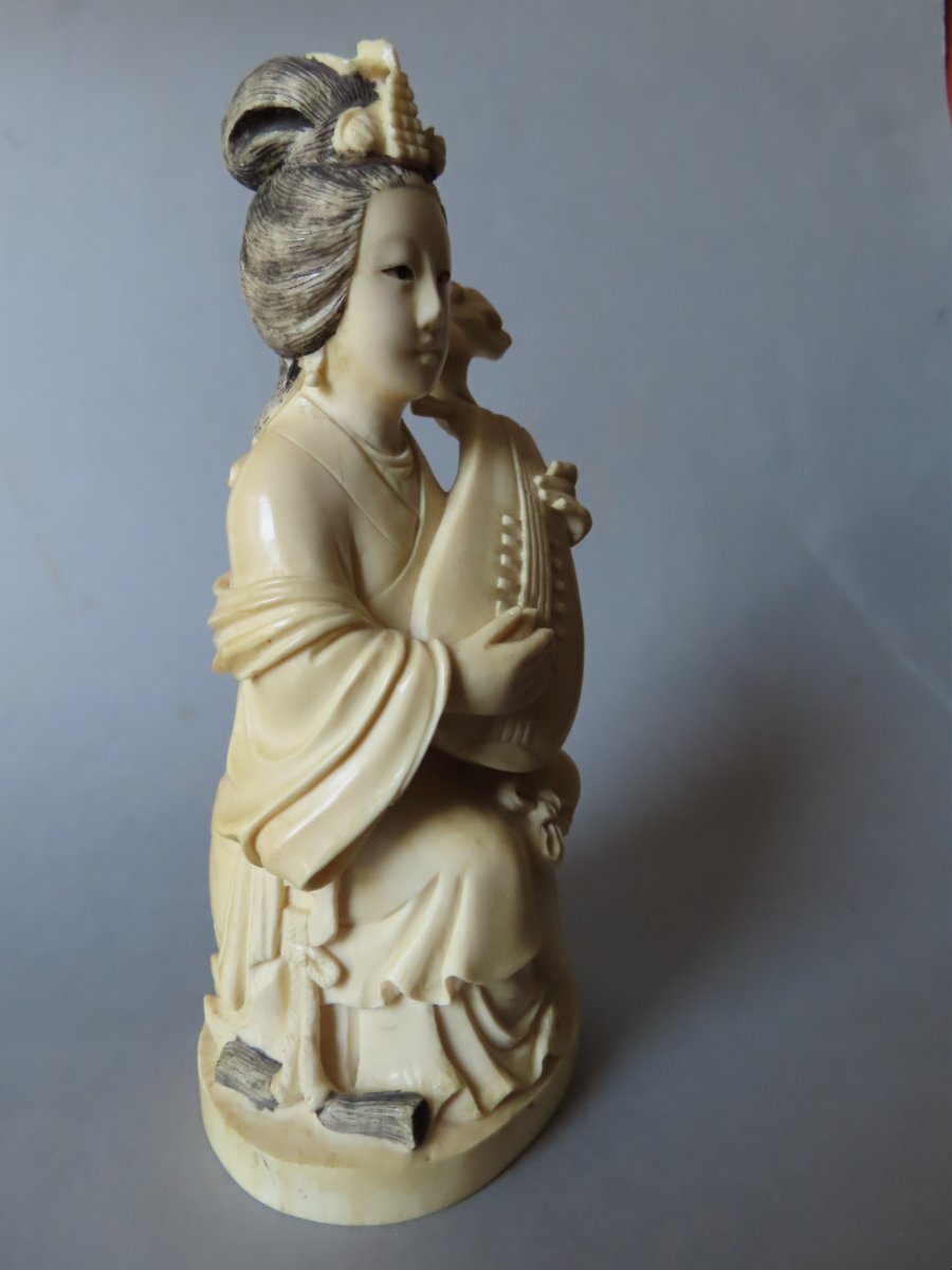 Ivory Okimono. Biwa Player. China, 1920s–1930s.-photo-1