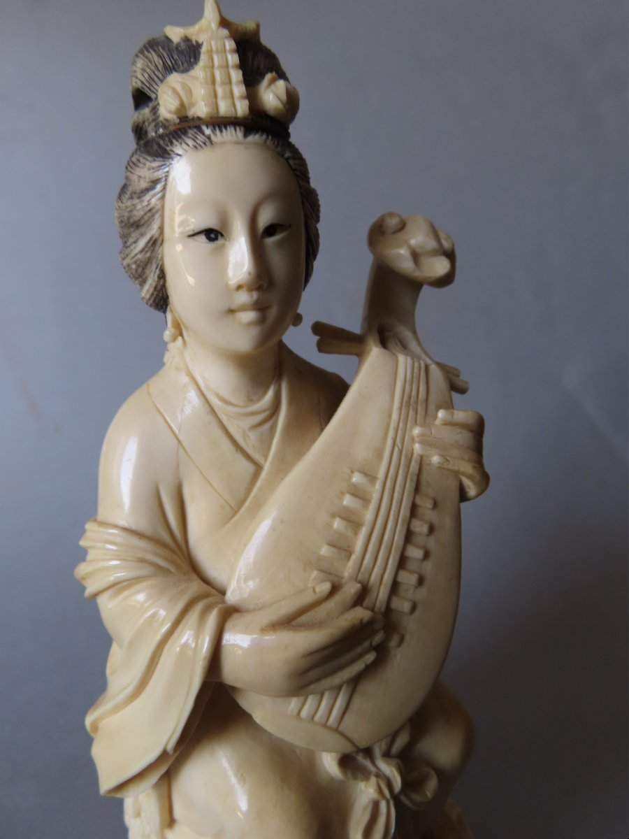 Ivory Okimono. Biwa Player. China, 1920s–1930s.-photo-2