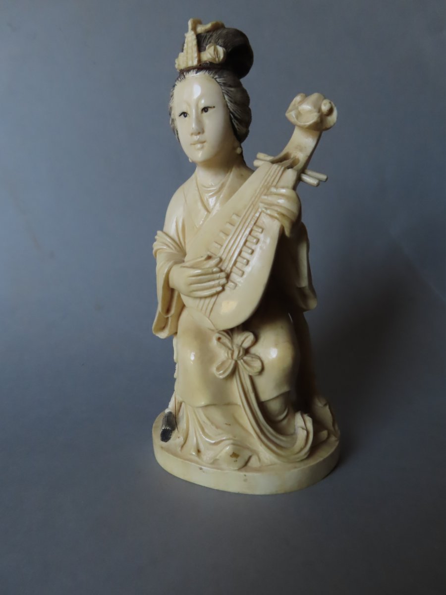 Ivory Okimono. Biwa Player. China, 1920s–1930s.