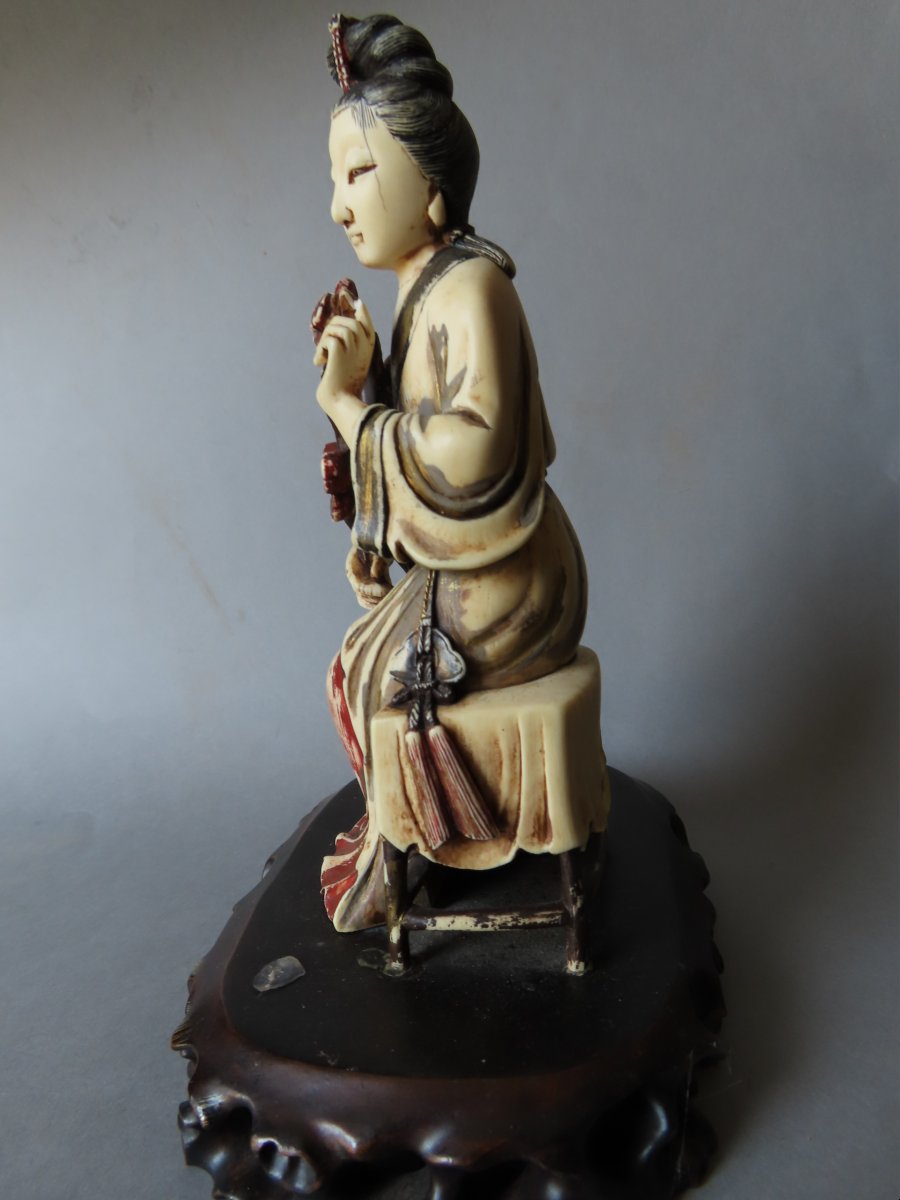 Ivory Okimono. Princess With Flowers. China, 1920–30.-photo-2
