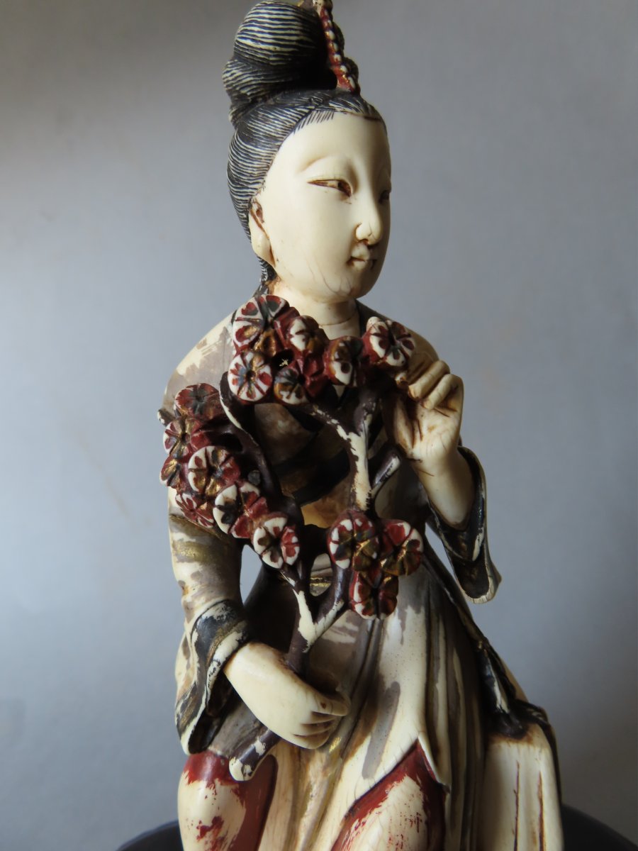 Ivory Okimono. Princess With Flowers. China, 1920–30.-photo-2