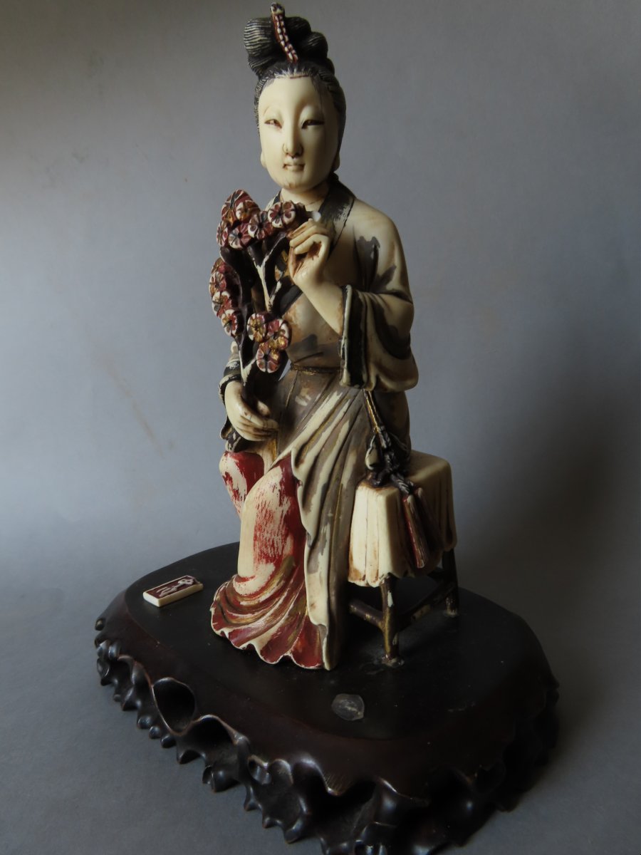 Ivory Okimono. Princess With Flowers. China, 1920–30.