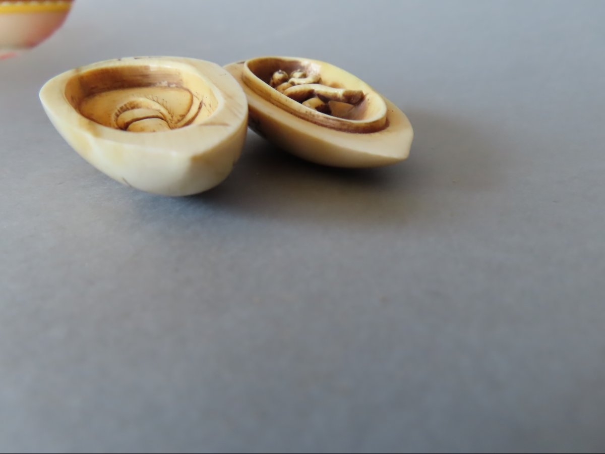 Erotic Ivory Netsuke. The Forbidden Fruit. Curiosa.  Japan, Taisho Period (1912–1928)-photo-2