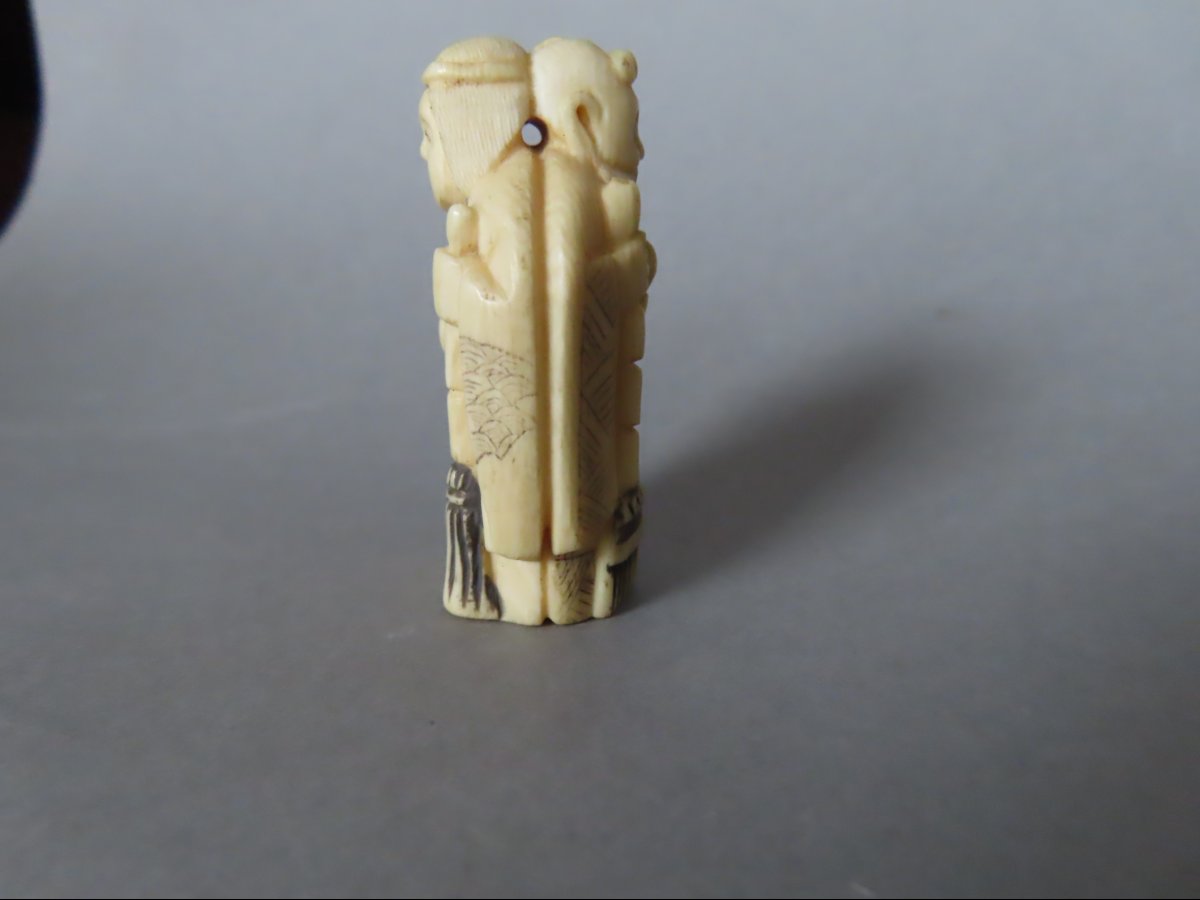 Ivory Netsuke. The Pair Of Street Sweepers. Japan, Taisho Period (1912–1928)-photo-4