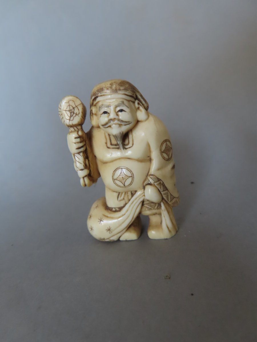 Ivory Netsuke. Daikoku, His Mallet, And His Bag Of Treasures. Japan, Taisho Period (1912–1928)