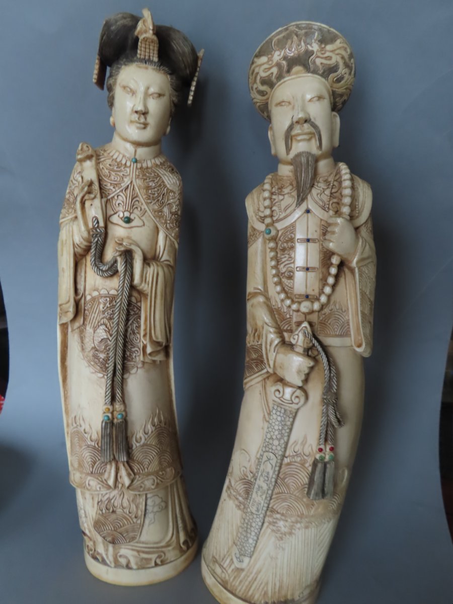 Ivory Couple, Emperor And Empress. China, 1920s–1930s