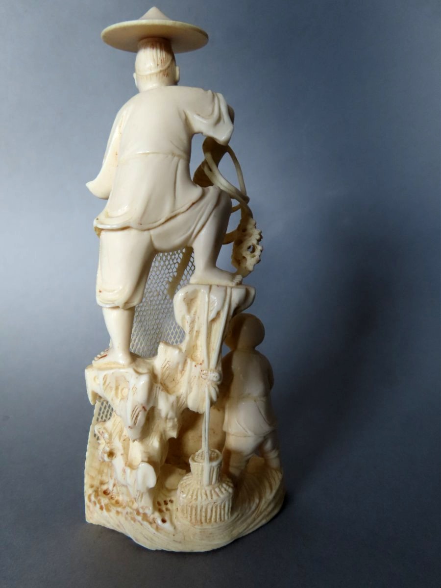Ivory Okimono. Fisherman With A Net. China, 1930–40-photo-3