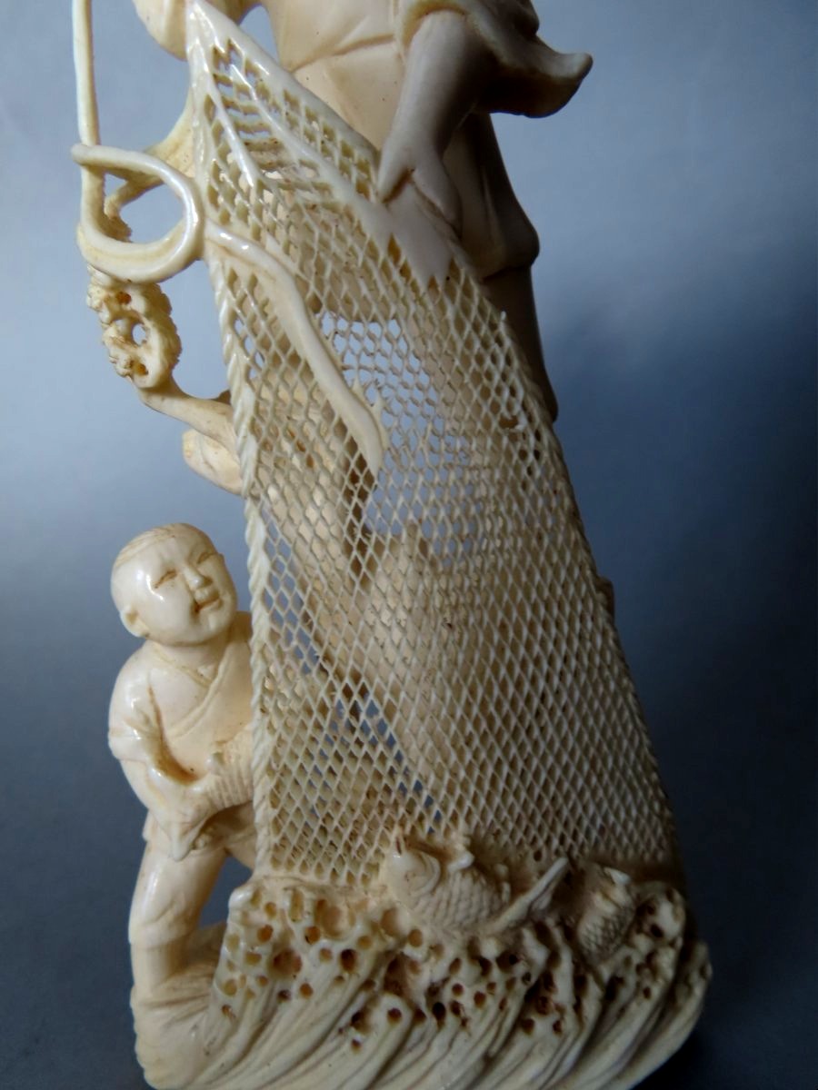 Ivory Okimono. Fisherman With A Net. China, 1930–40-photo-3