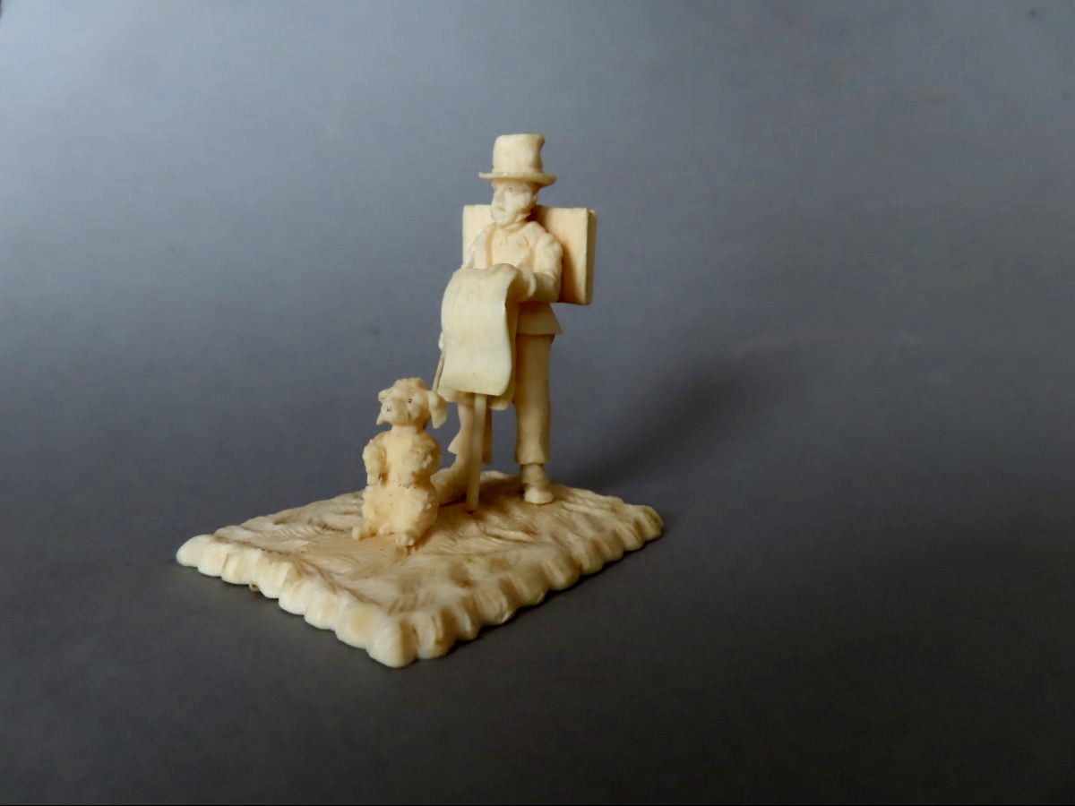 The Peddler. Dieppe Ivory. Early 20th Century.