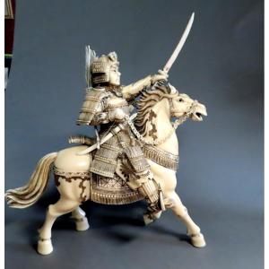 Ivory Okimono. Armed Warrior. China 1920-30.