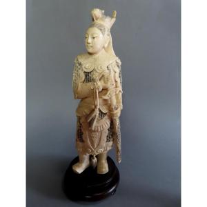 Ivory Okimono. Great Warrior. China 1920-30.