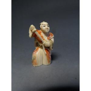 Ivory Netsuke. Warlike Samurai. Japan, Taisho Period (1912-1928)
