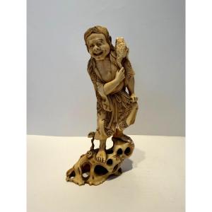 Ivory Okimono. Sennin Gama And His Toad. Japan, Meiji Period (1868-1912)