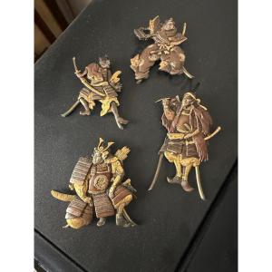 Four Samurai-themed Menu Holders. Meiji Period, Japan (1868–1912)
