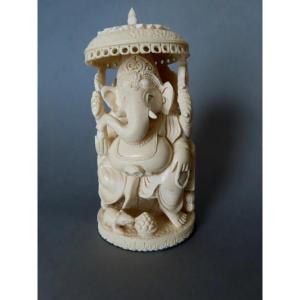 Ivory Statuette. The God Ganesha On His Throne. India, 1920–30.