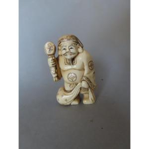 Ivory Netsuke. Daikoku, His Mallet, And His Bag Of Treasures. Japan, Taisho Period (1912–1928)