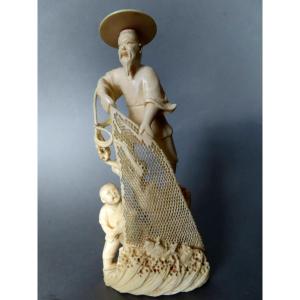 Ivory Okimono. Fisherman With A Net. China, 1930–40
