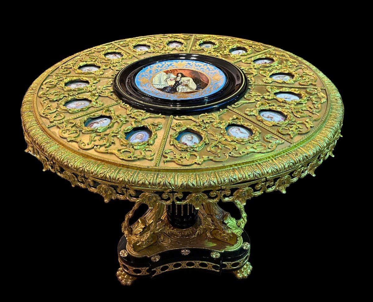 Royal Salon Table In Porcelain And Bronze Sèvres Style-photo-2