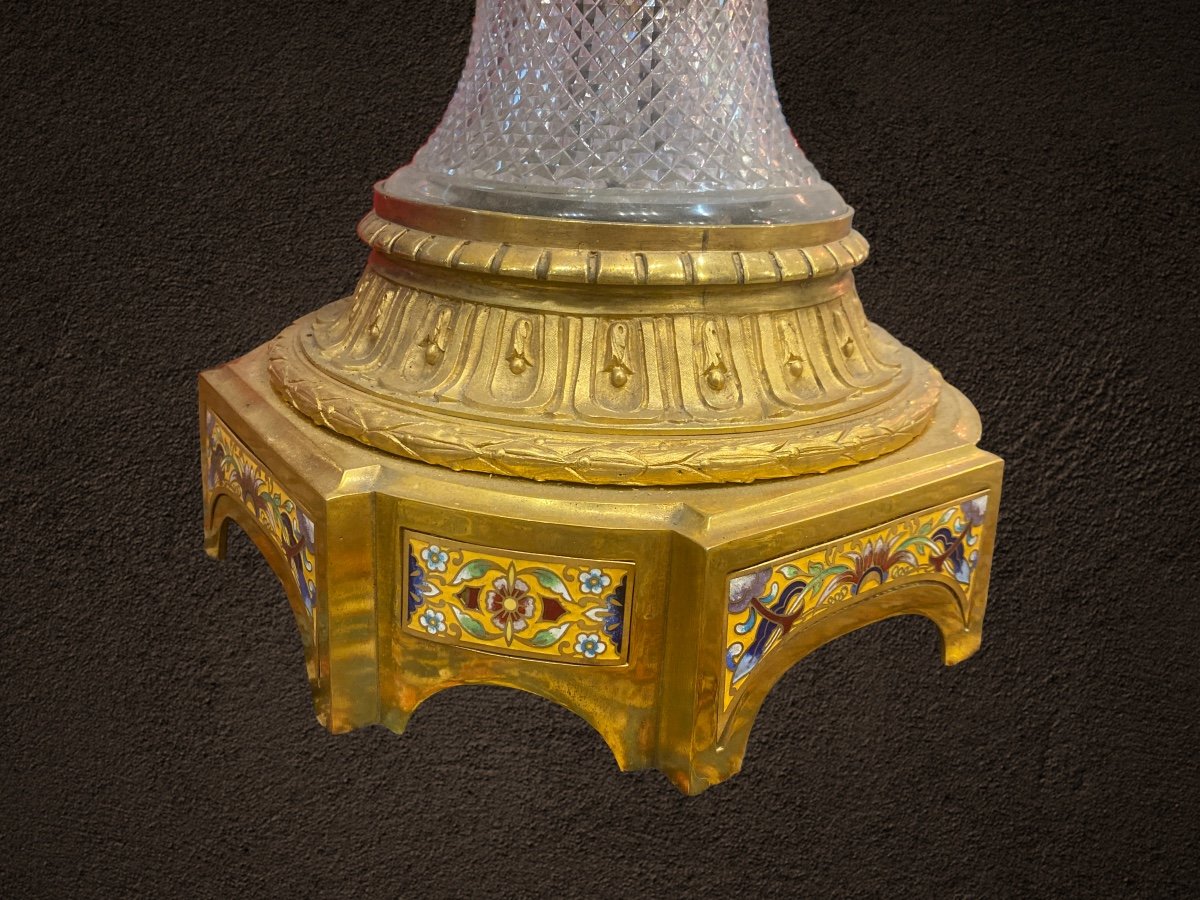Grande Paire De Vase Cloisonné Monture De Bronze -photo-1