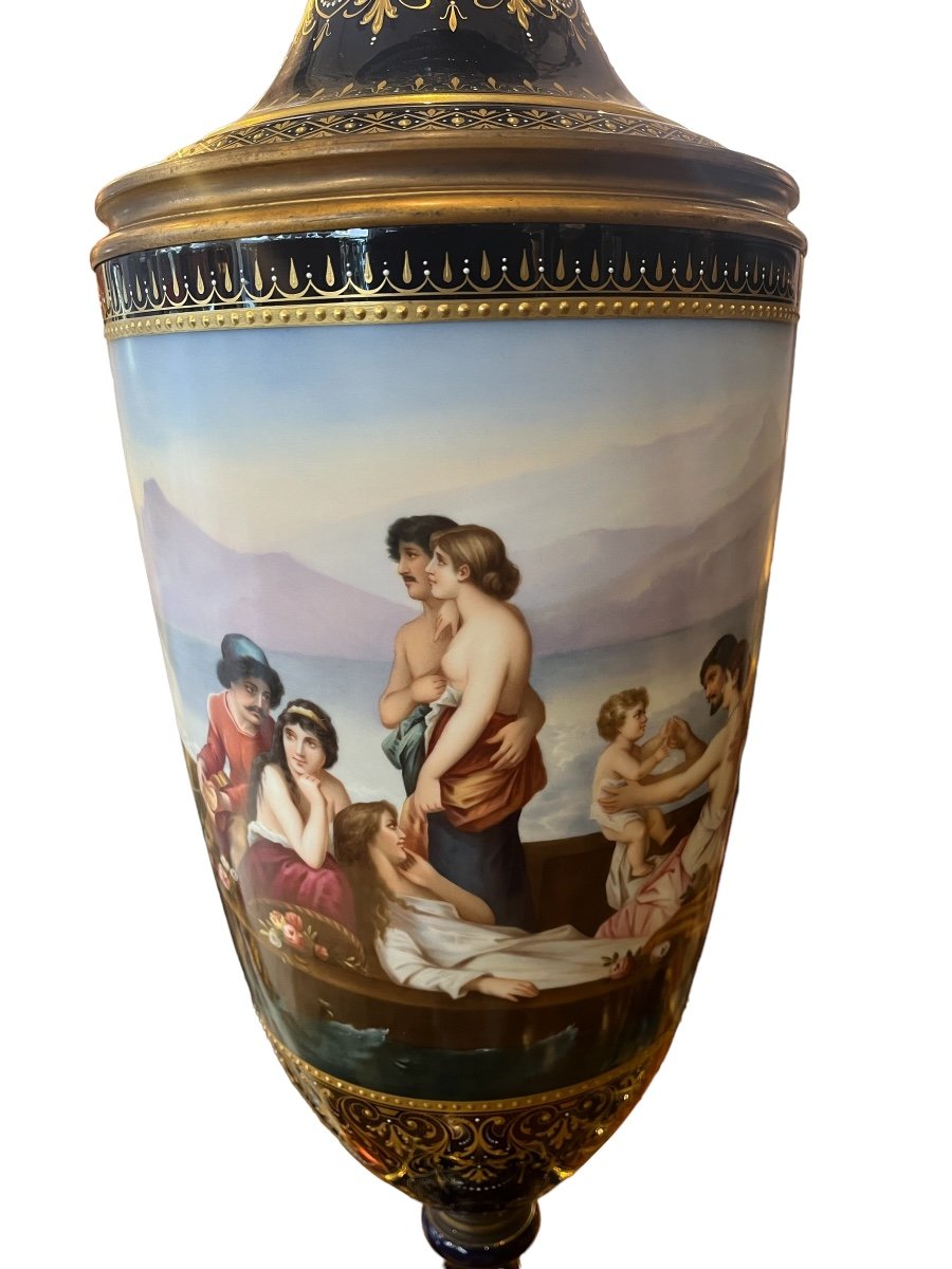 Pair Of Large Vienna Porcelain Vase 19em-photo-4