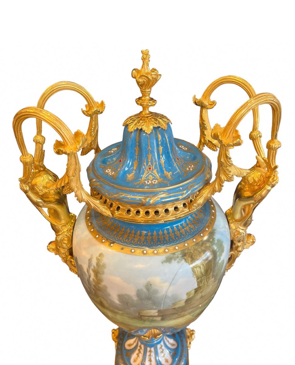 Pair Of 19th Century Sèvres Porcelain Vase.-photo-2