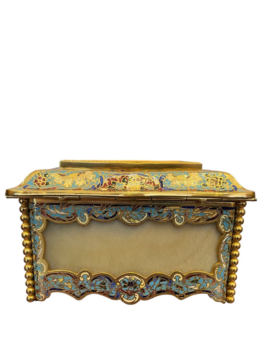 Coffret à Bijoux En Bronze Doré Et Porcelaine De Sèvres-photo-3