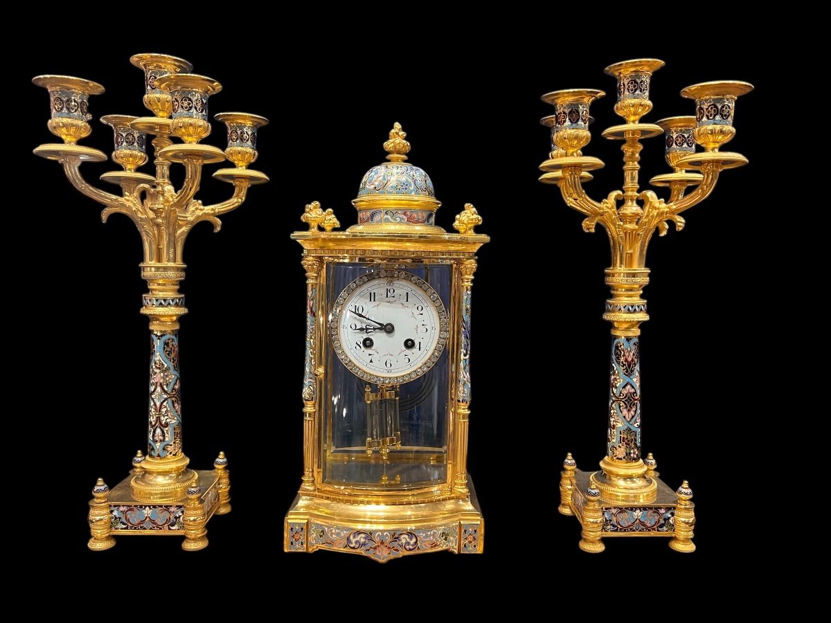 Garniture Du Cheminée En Cloisonné 