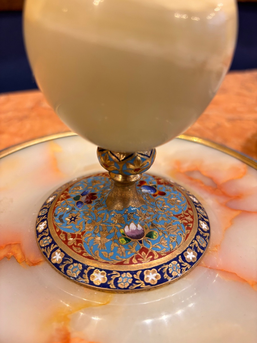 Paire de bougeoirs de table cloisonnés XIXe-photo-3