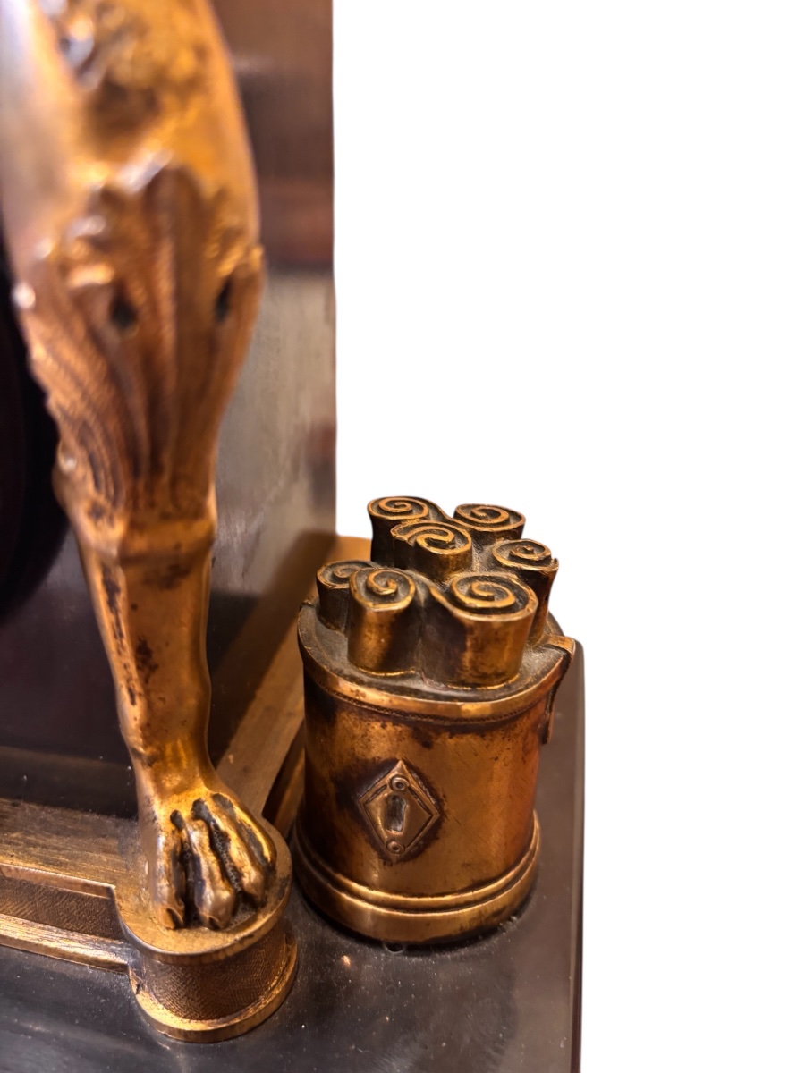 19th Century – Neoclassical Mantel Clock In Bronze And Black Marble-photo-7