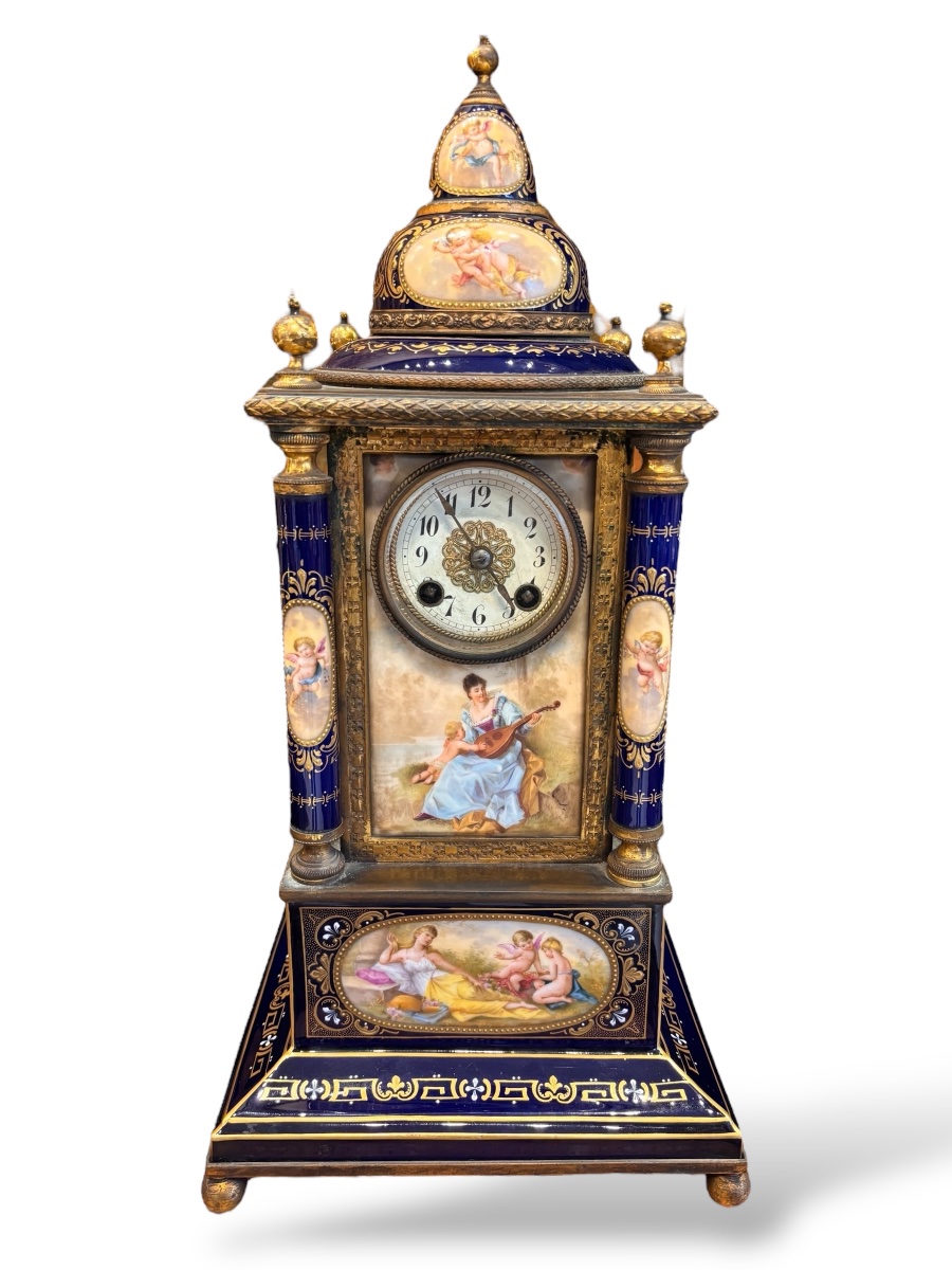 XIXe, Pendule en porcelaine de Vienne-photo-2