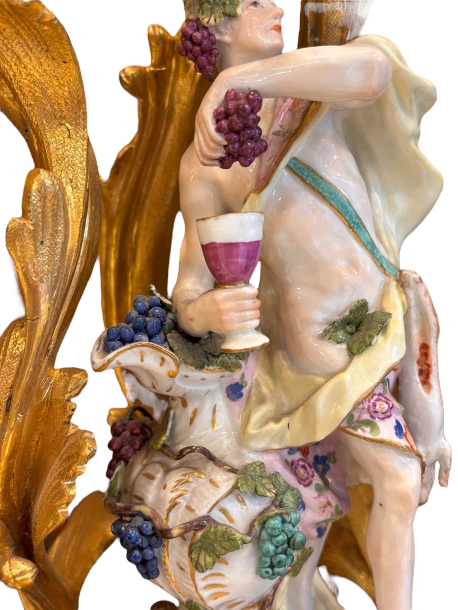 19th Century, Gilt Bronze And Porcelain Mantelpiece In The Meissen Style-photo-2